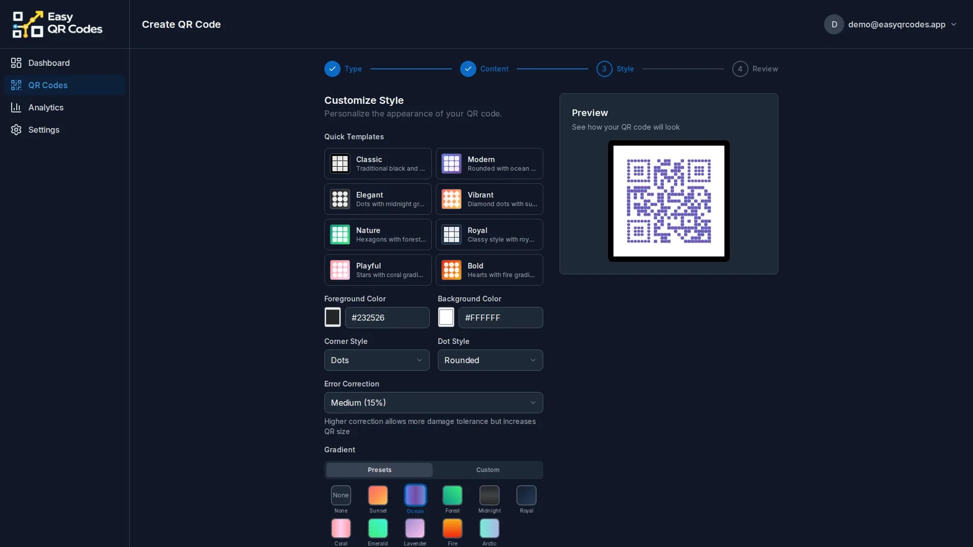 Custom Designs — Dashboard screenshot