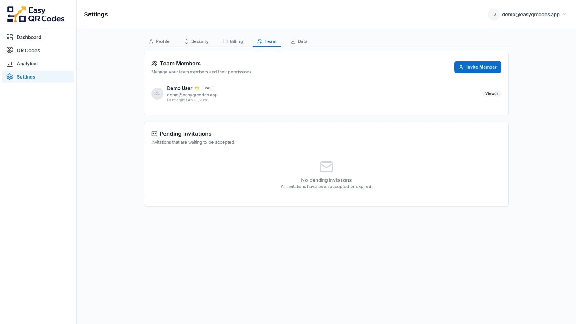 Team Management — Dashboard screenshot